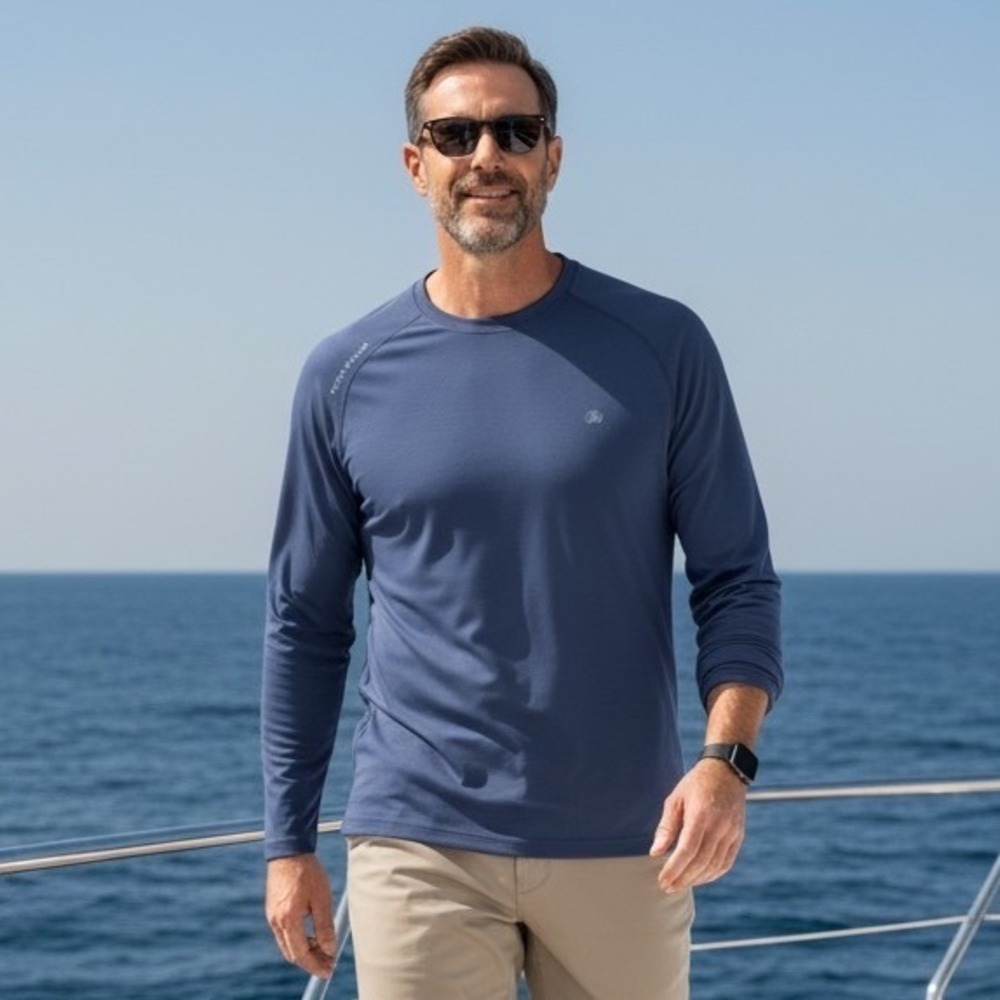 Peter Millar Mens Navy Blue Long Sleeve Performance Top MA22EK301 Size M